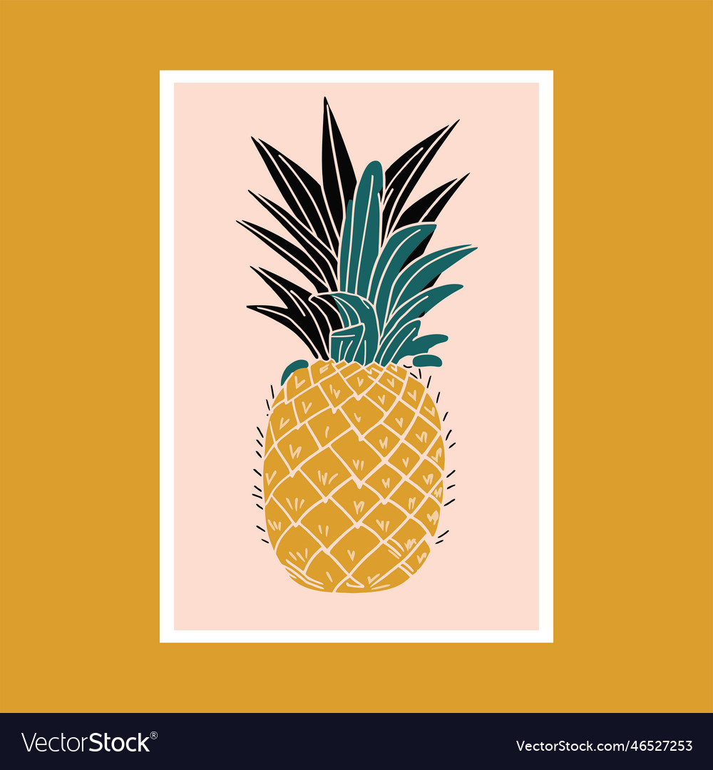 Pineapple hand drawn tropical fruit in pastel Vector Image