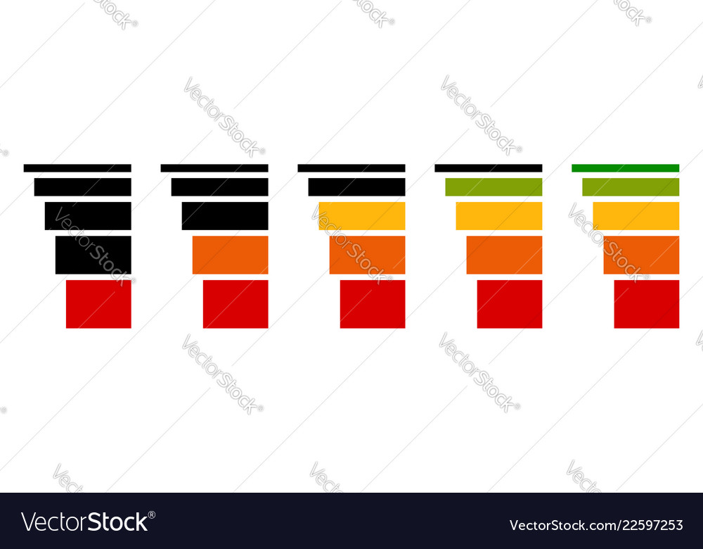 Progress level indicators in sequence from low vector image Progress level indicators in sequence from low