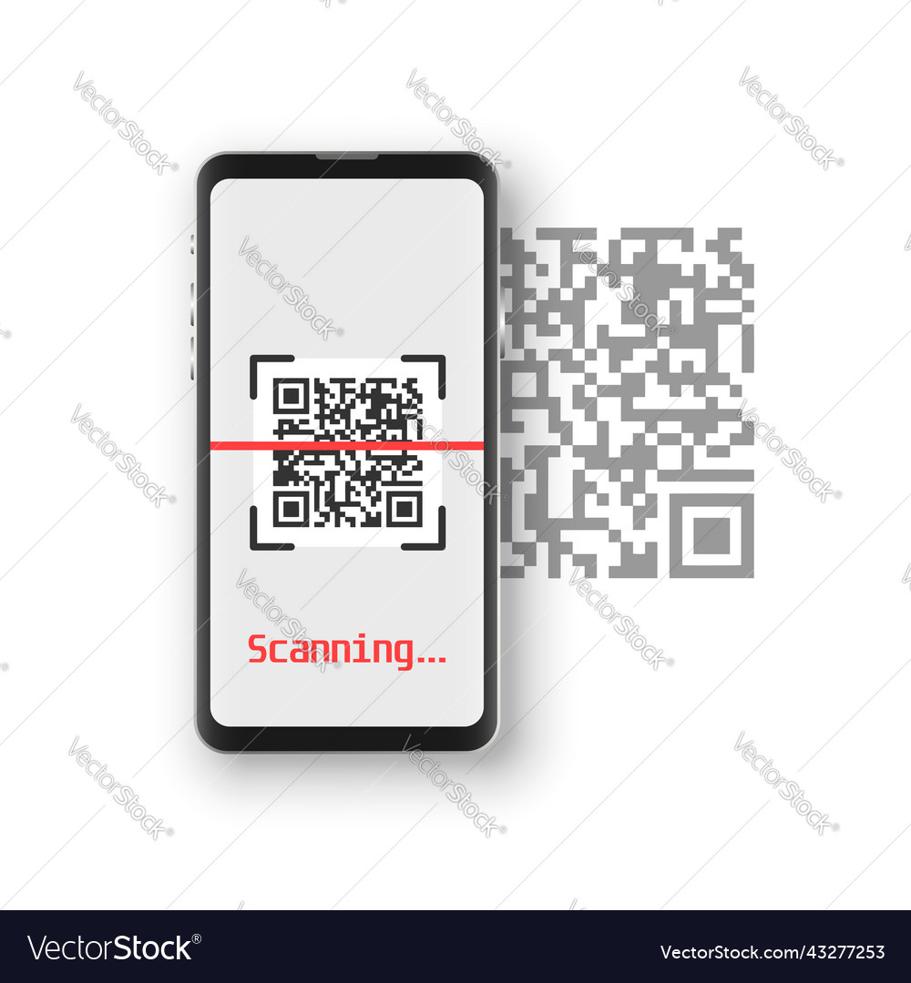 Qr code scan icon in flat style mobile phone vector image Qr code scan icon in flat style mobile phone