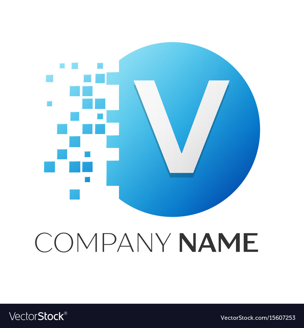 Realistic letter v logo in colorful circle Vector Image