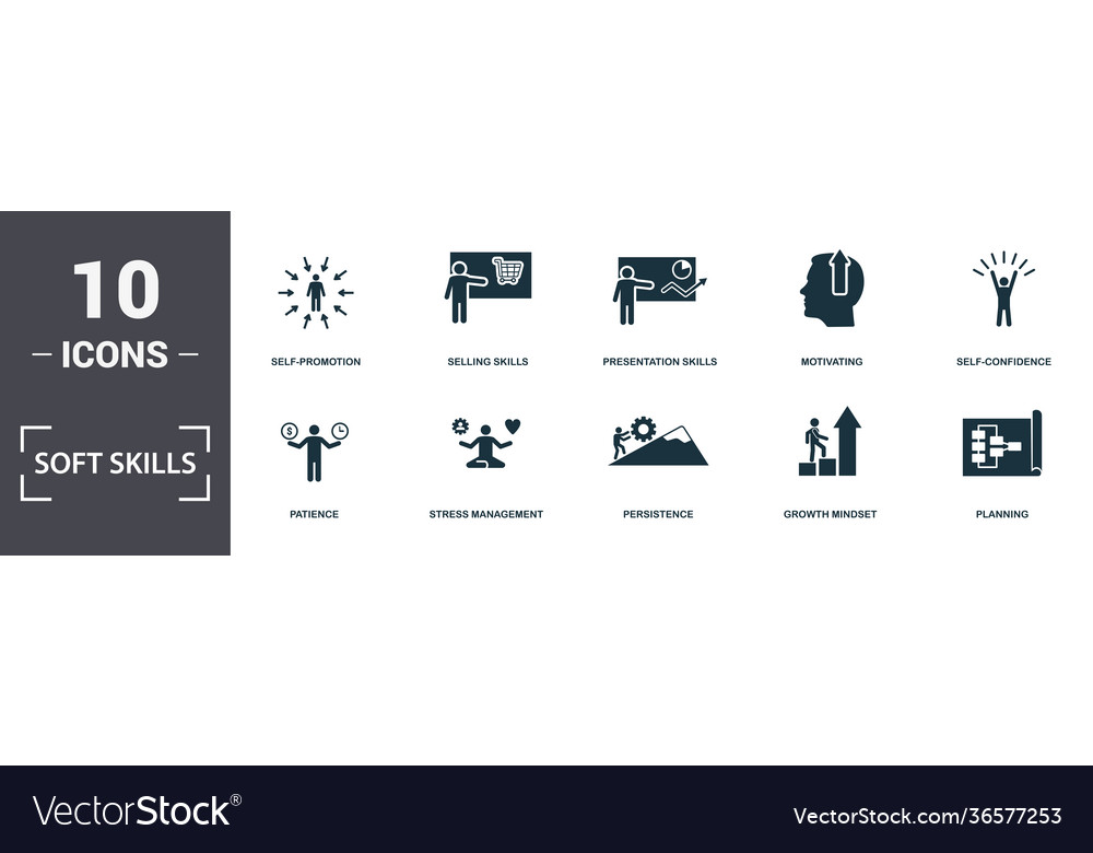 Soft skills icons set collection includes simple vector image Soft skills icons set collection includes simple