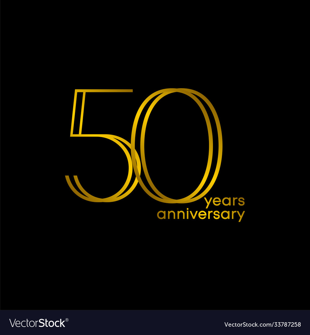 50 years anniversary gold black template design vector image 50 years anniversary gold black template design