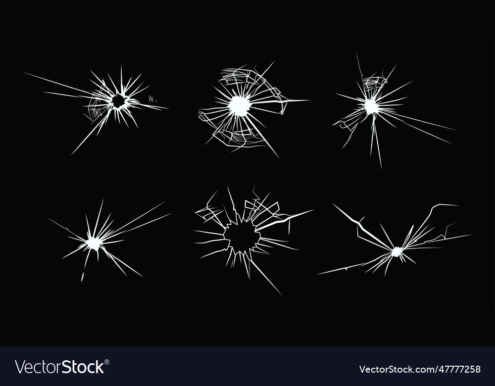 Broken glass flat icon set Royalty Free Vector Image