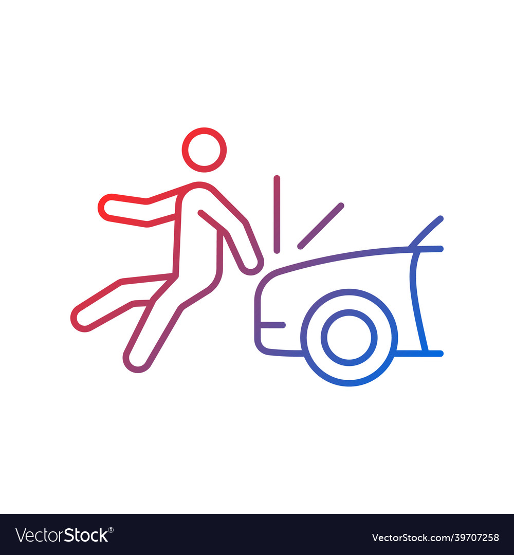 Collision involving pedestrian gradient linear
