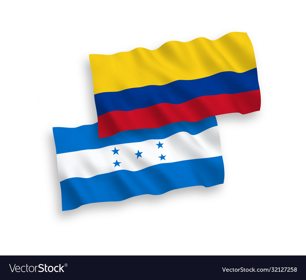 Flags colombia and honduras on a white