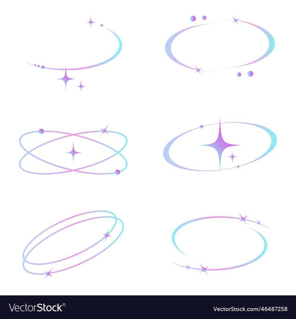 Gradient y2k oval frame with sparkle star Vector Image