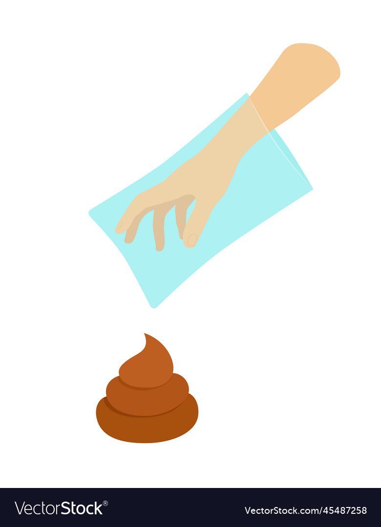 Hand in packet or poop bag is taking poop poo Vector Image