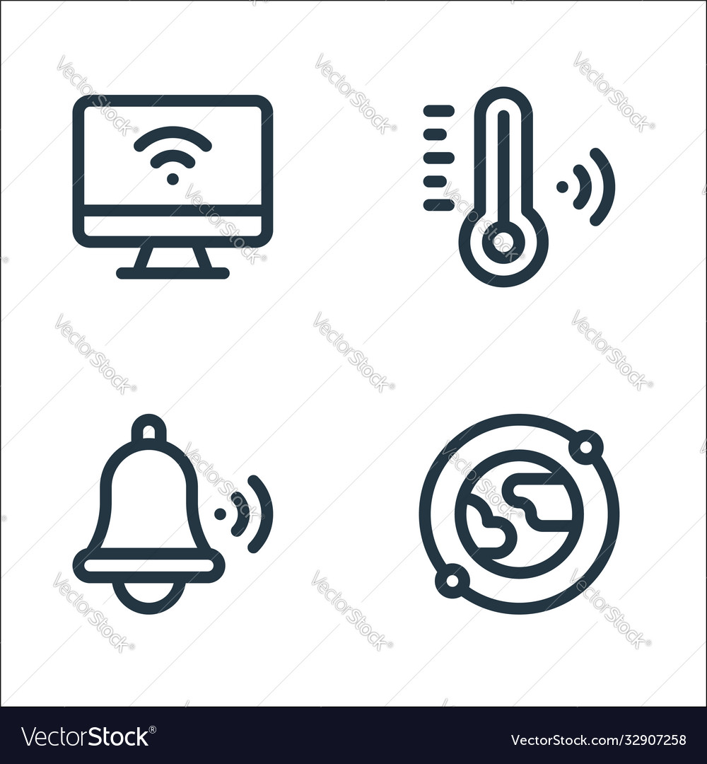 Internet things line icons linear set quality vector image Internet things line icons linear set quality