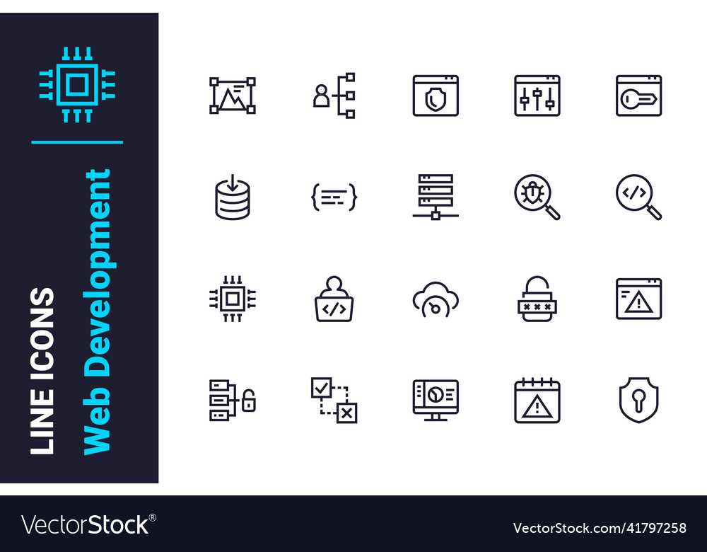 Modern coding and web development icons set vector image