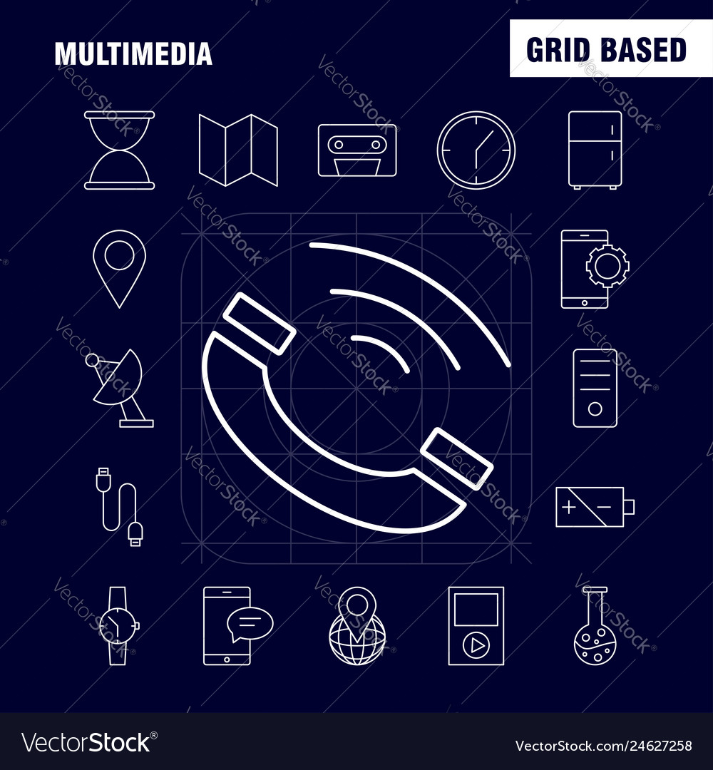 Multimedia line icon for web print and mobile Vector Image Multimedia line icon for web print and mobile