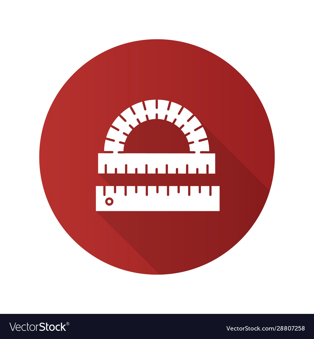 Protractor and ruler flat design long shadow vector image Protractor and ruler flat design long shadow