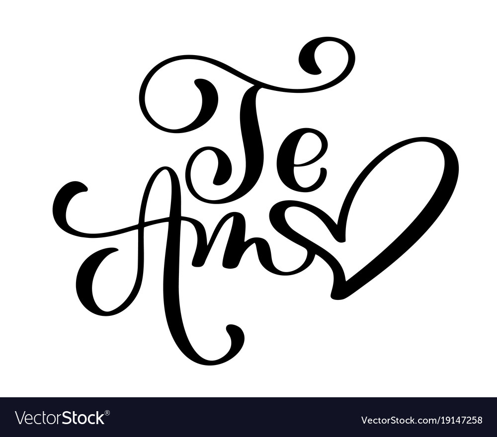 Te Amo Love You Spanish Text Calligraphy Vector Image