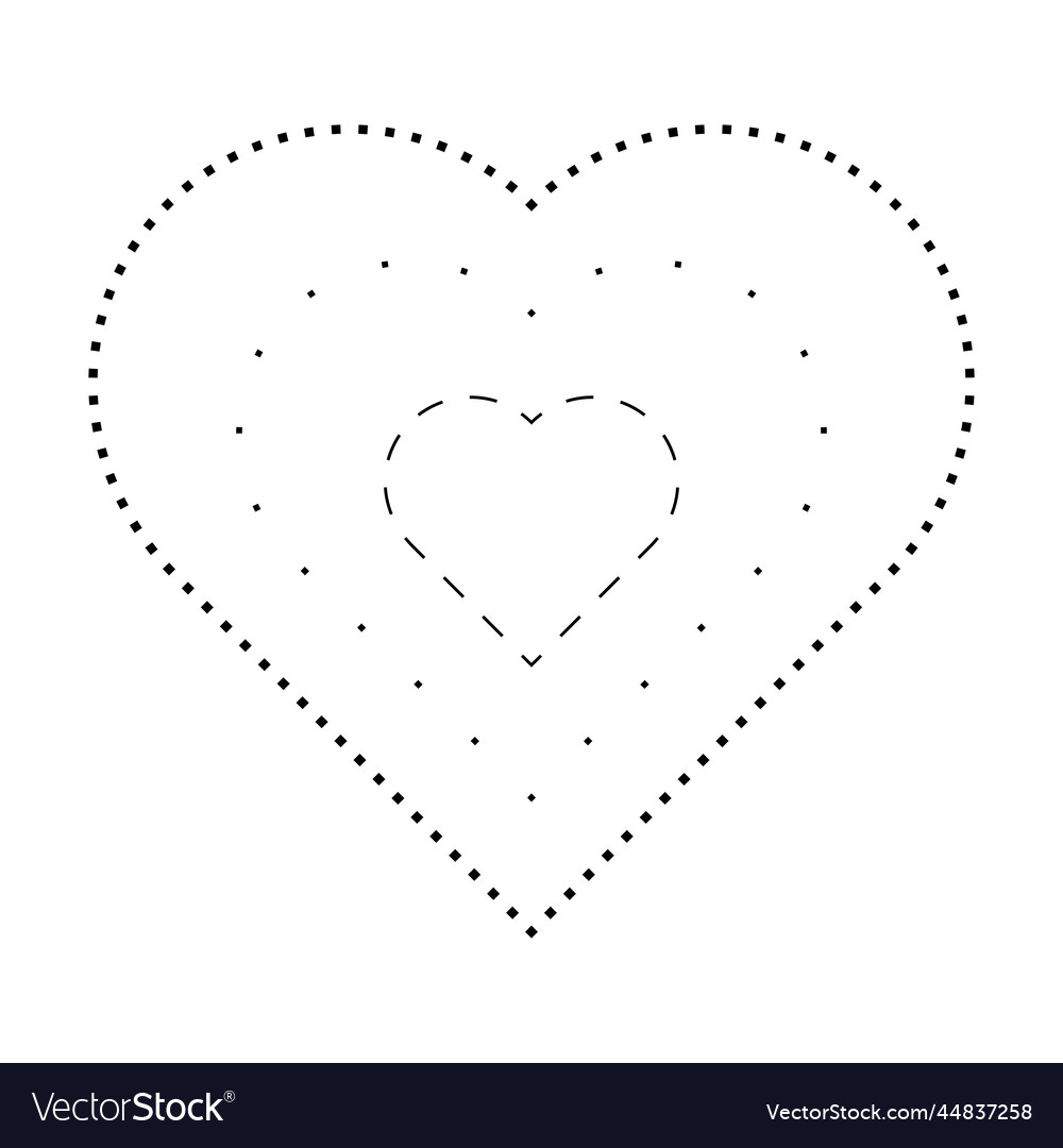 Tracing heart shape symbol dashed and dotted