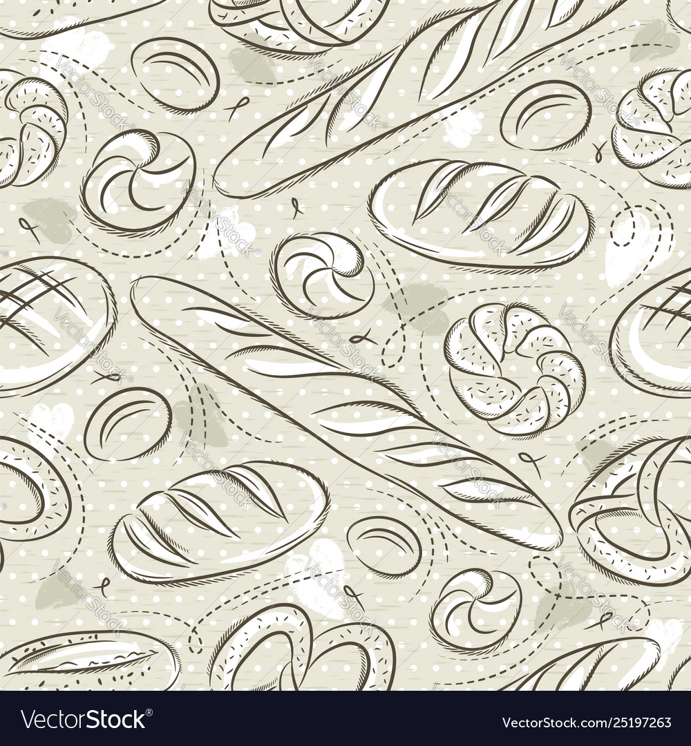 Beige seamless patterns with different breads