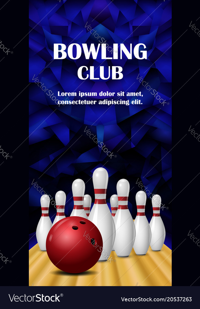 Bowling banner realistic style Royalty Free Vector Image
