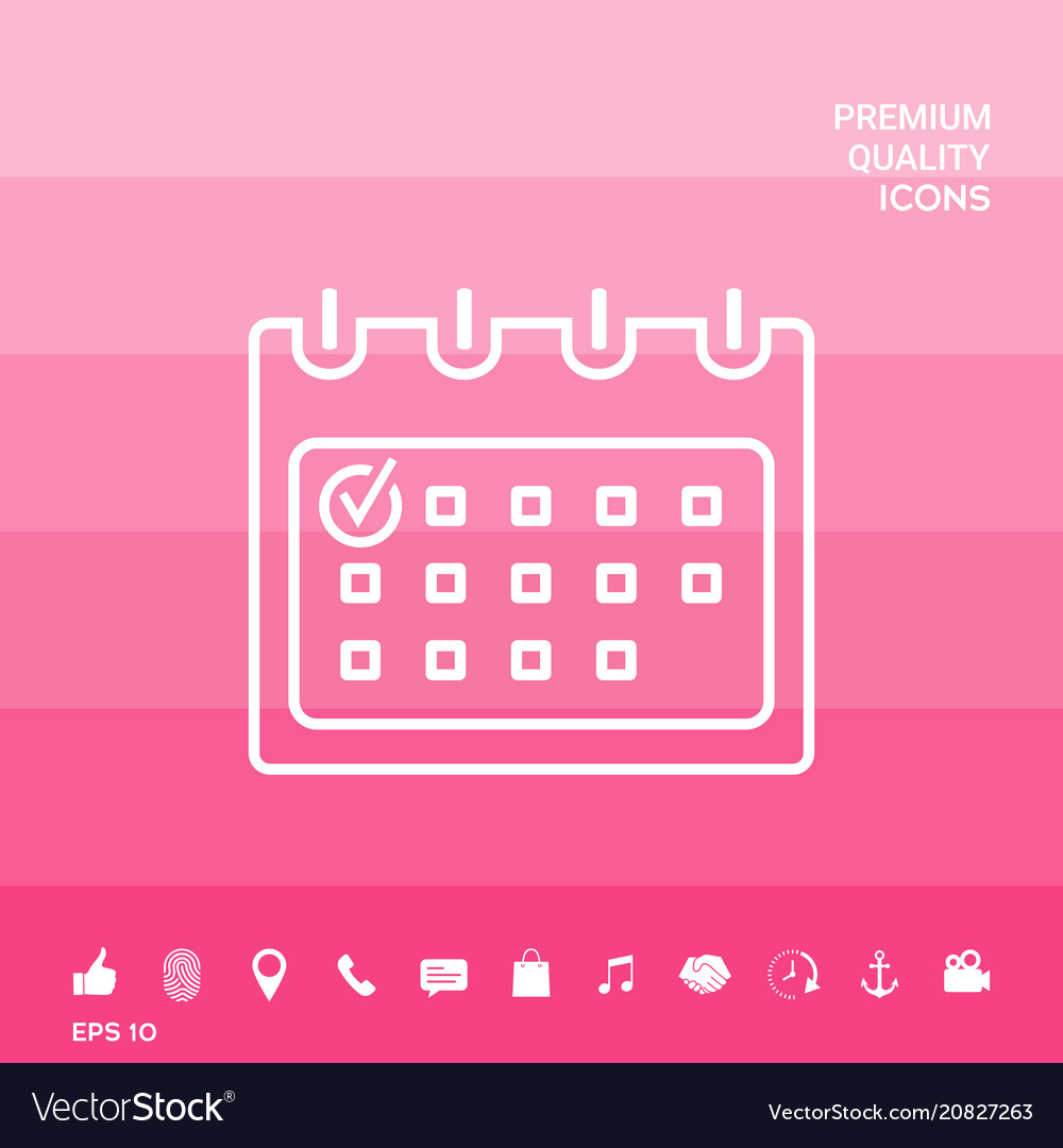 Calendar with check mark- line icon vector image Calendar with check mark- line icon