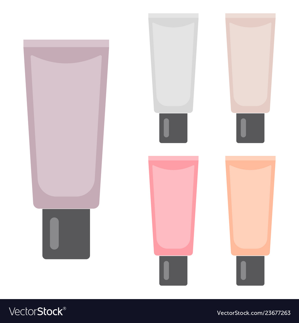 Five bright cosmetic tubes