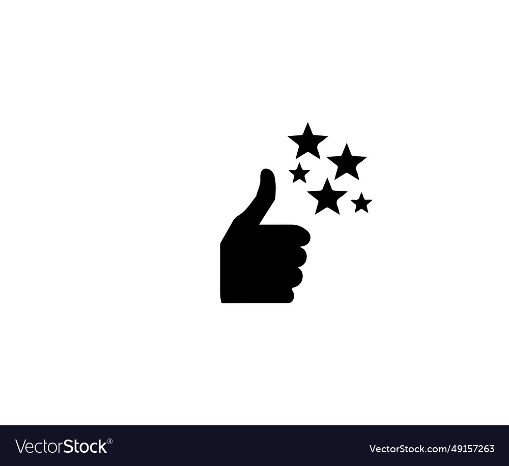 Logo of thumbs up with stars on white background