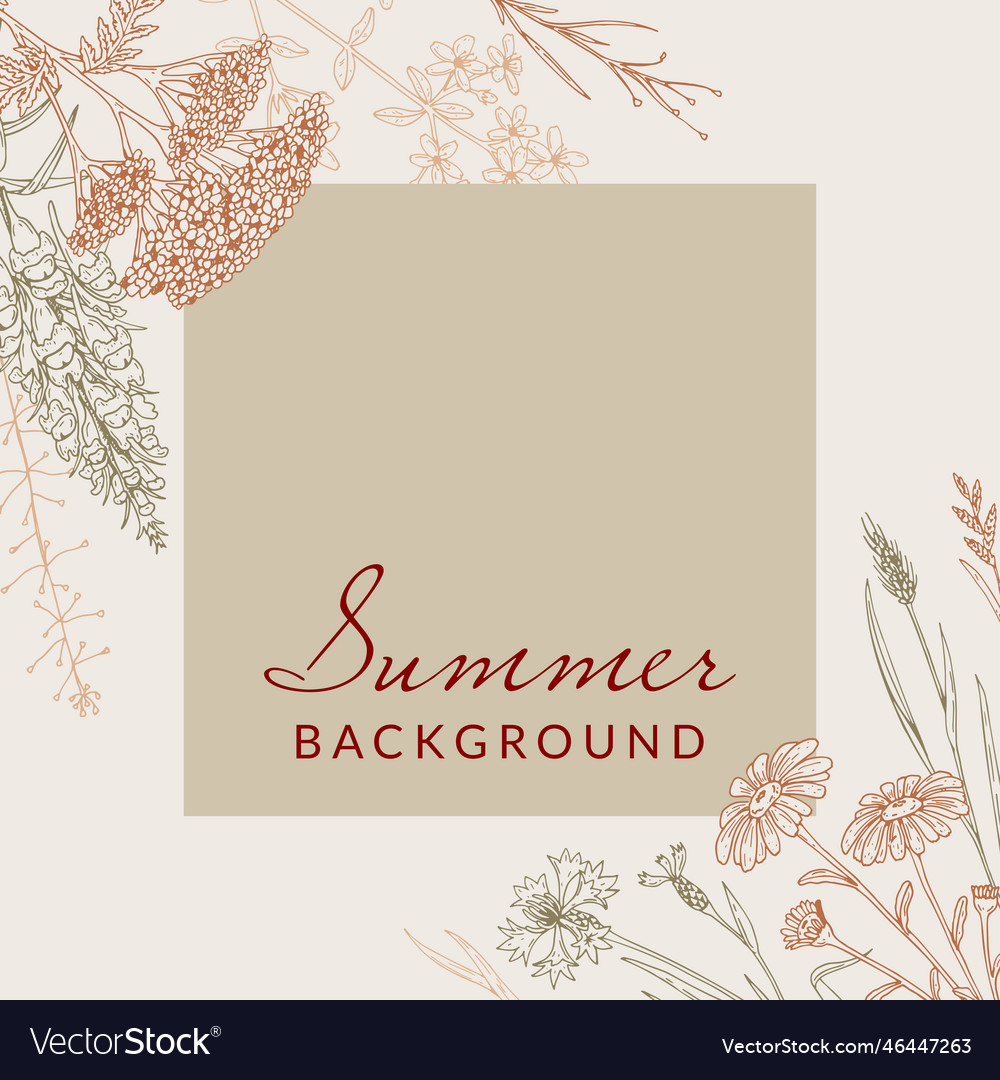 Meadow flowers social media square post template