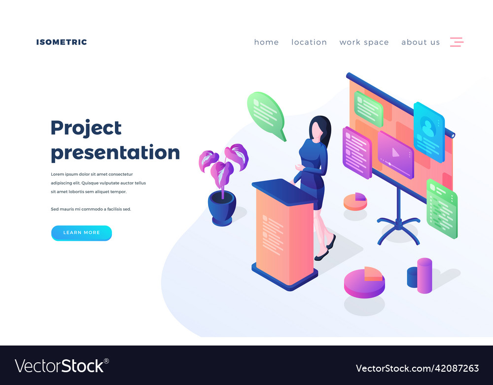 Project presentation landing page template Vector Image