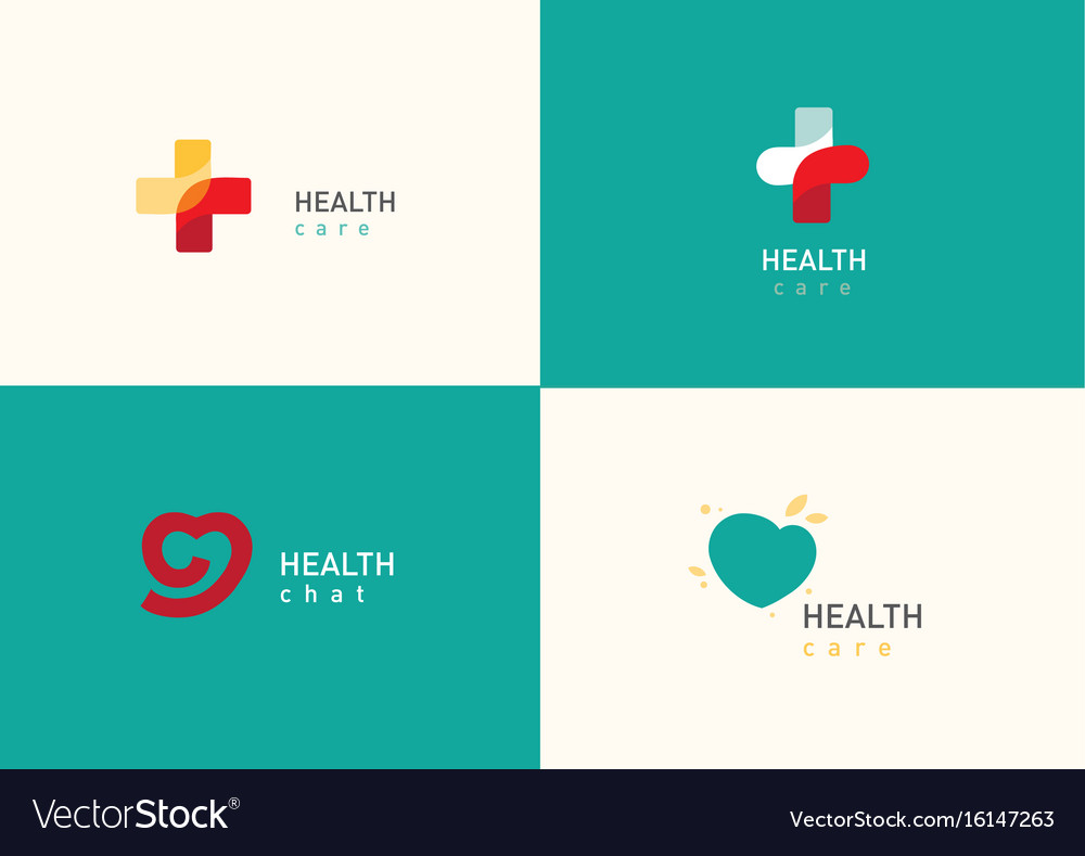 Set bright logo on medicine and health cross Vector Image