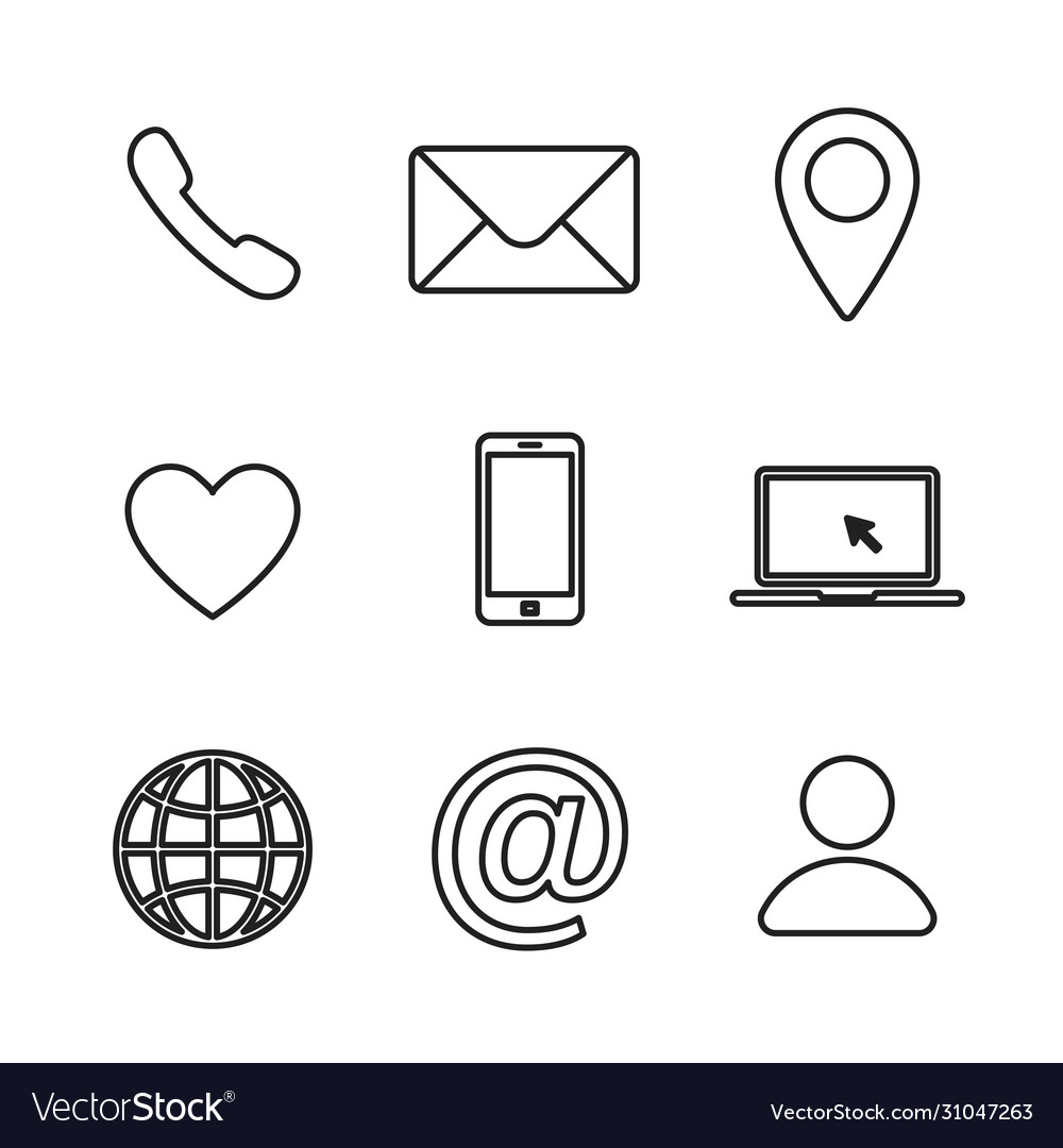Set contact us linear icon web communication vector image Set contact us linear icon web communication