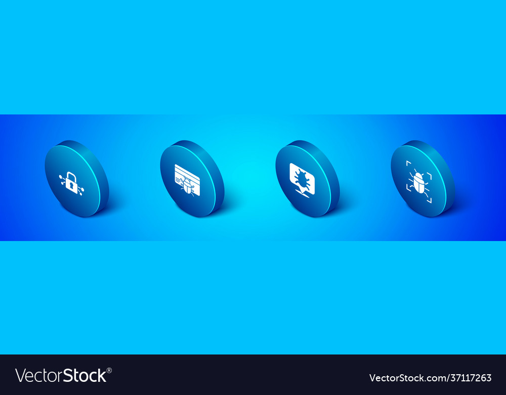 Set isometric cyber security system bug Vector Image Set isometric cyber security system bug