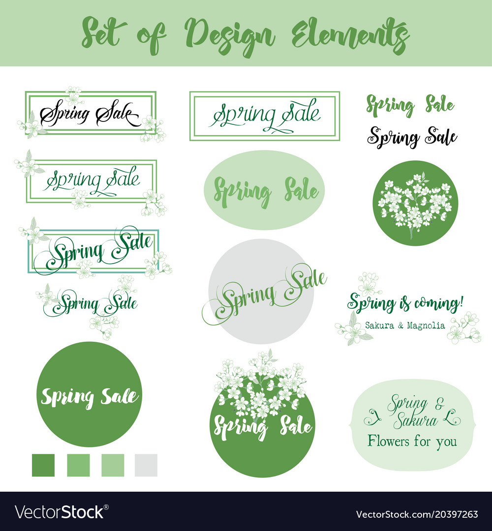 Spring sale background set of design elements