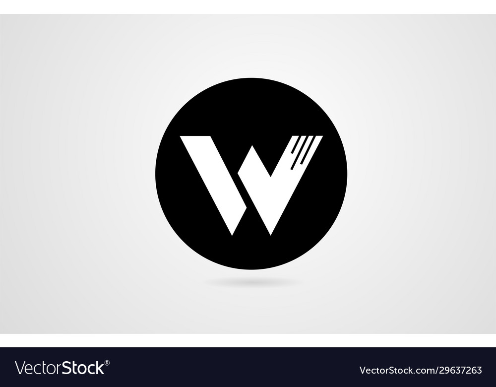 W white alphabet letter black circle company Vector Image
