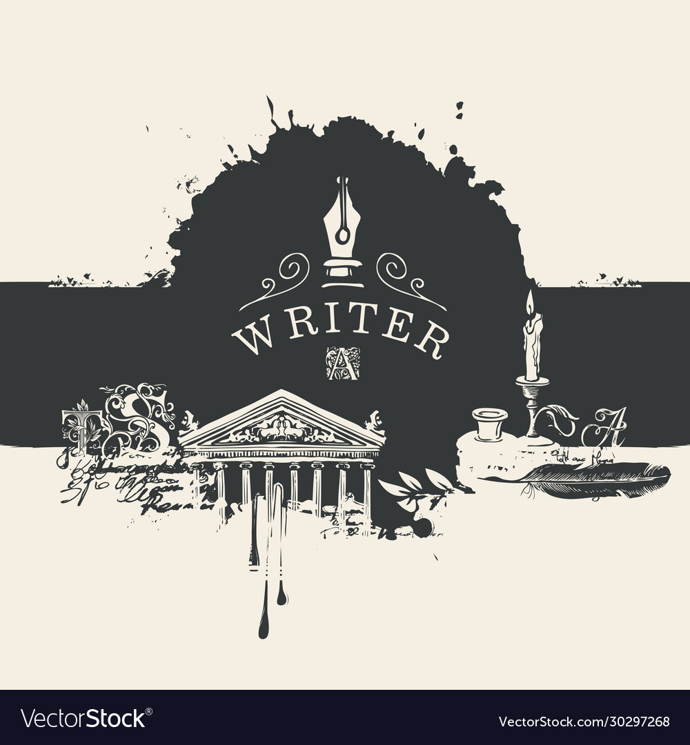 Banner on a writers theme in vintage style Vector Image