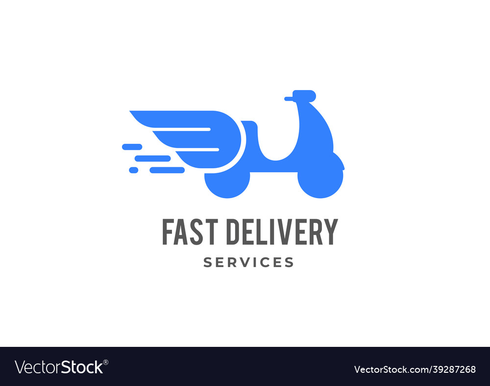 Blue delivery logo scooter bike with wings