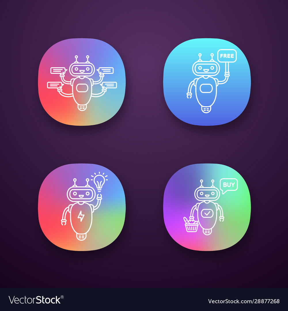 Chatbots app icons set vector image Chatbots app icons set