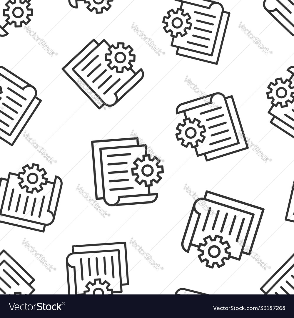 Document with gear icon in flat style big data