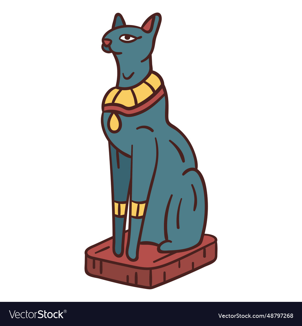 Egyptian symbol bastet hand drawn Royalty Free Vector Image