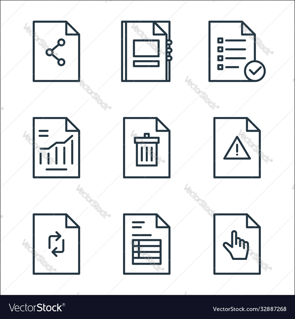 File and document outline line icons linear set Vector Image