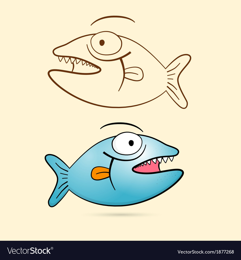 Fish with teeth blue and brown outlined Royalty Free Vector Fish with teeth blue and brown outlined Royalty Free Vector