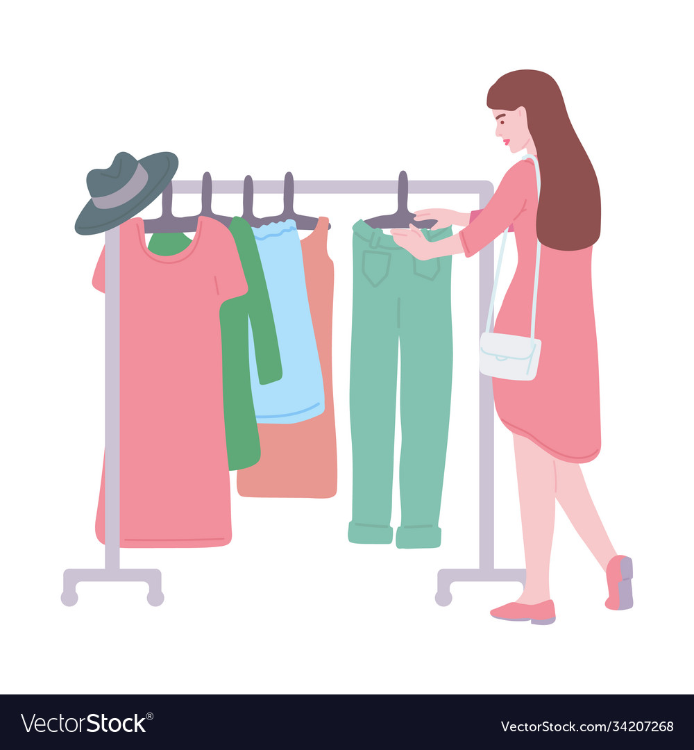 Flat Girl At Swap Party Royalty Free Vector Image