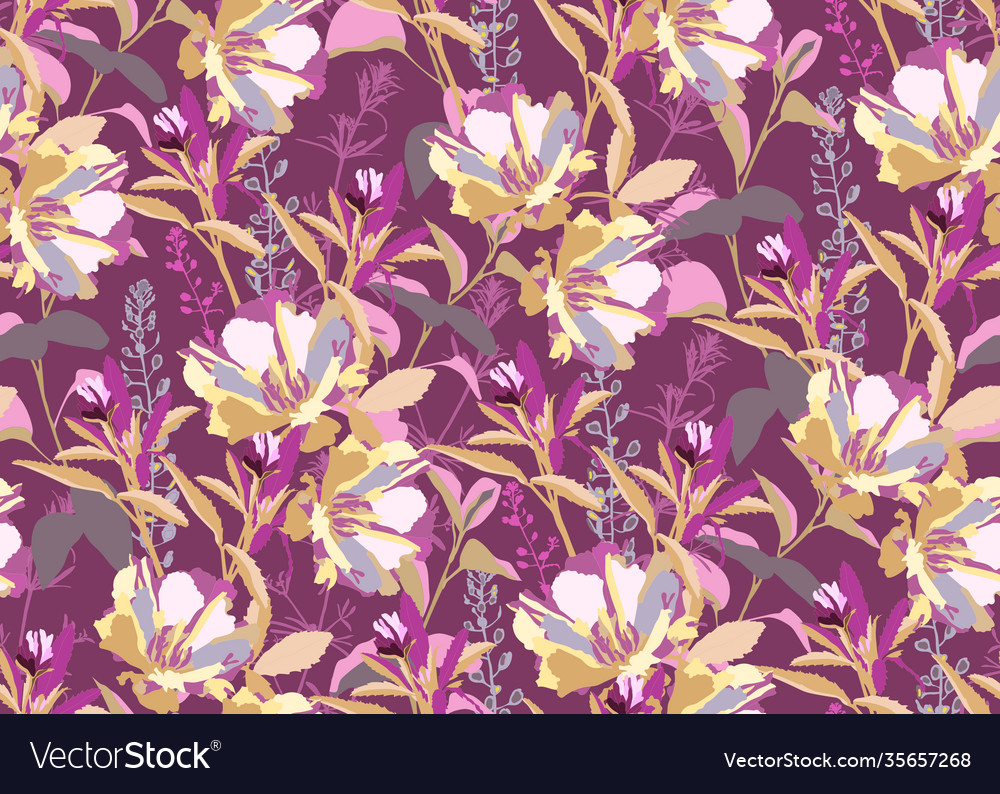 Floral seamless pattern pink grey white