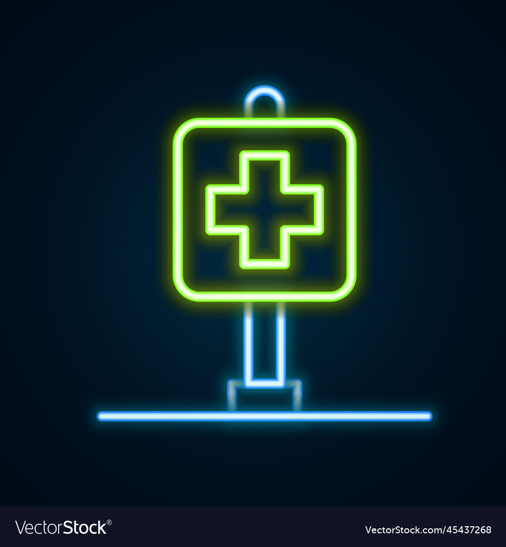 Glowing neon line medical map pointer with cross Vector Image Glowing neon line medical map pointer with cross
