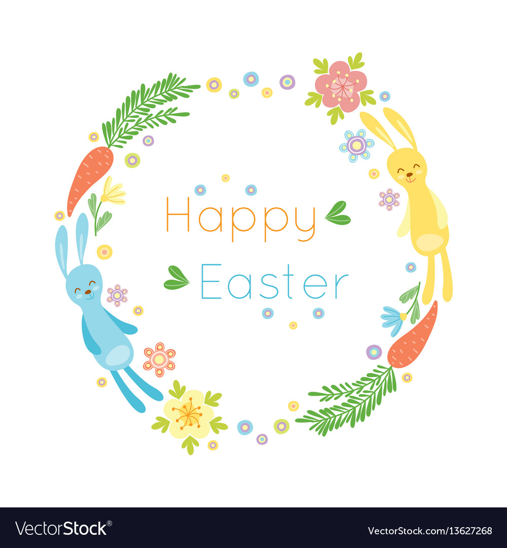 Happy easter hand drawn badge with hand lettering Vector Image