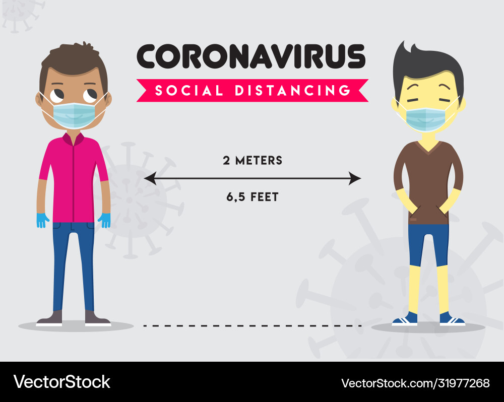 Keep distance sign coronavirus epidemic Royalty Free Vector