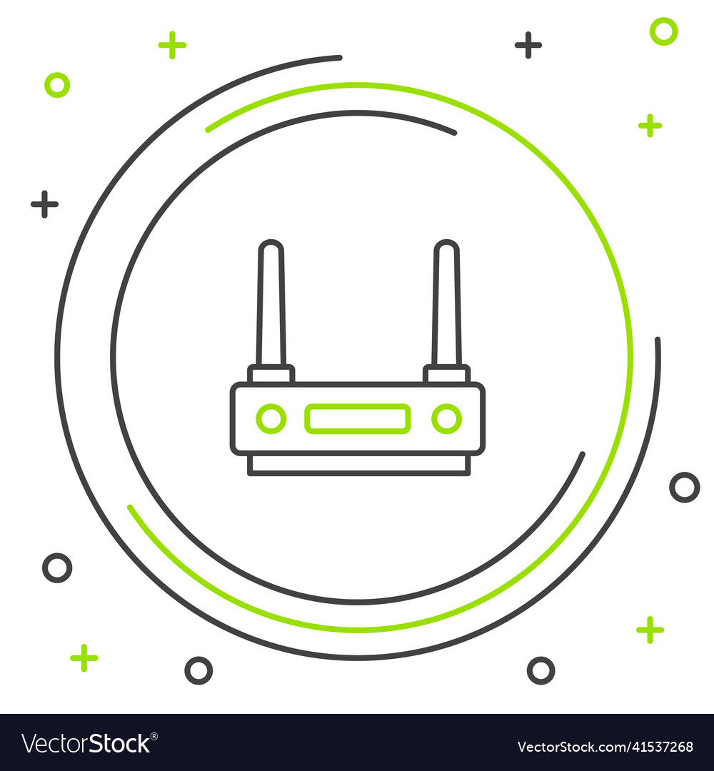 Line router and wi-fi signal icon isolated
