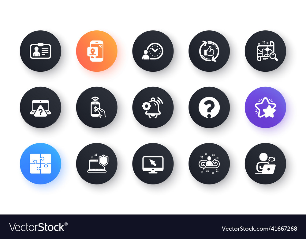 Minimal set of search map id card and phone vector image Minimal set of search map id card and phone