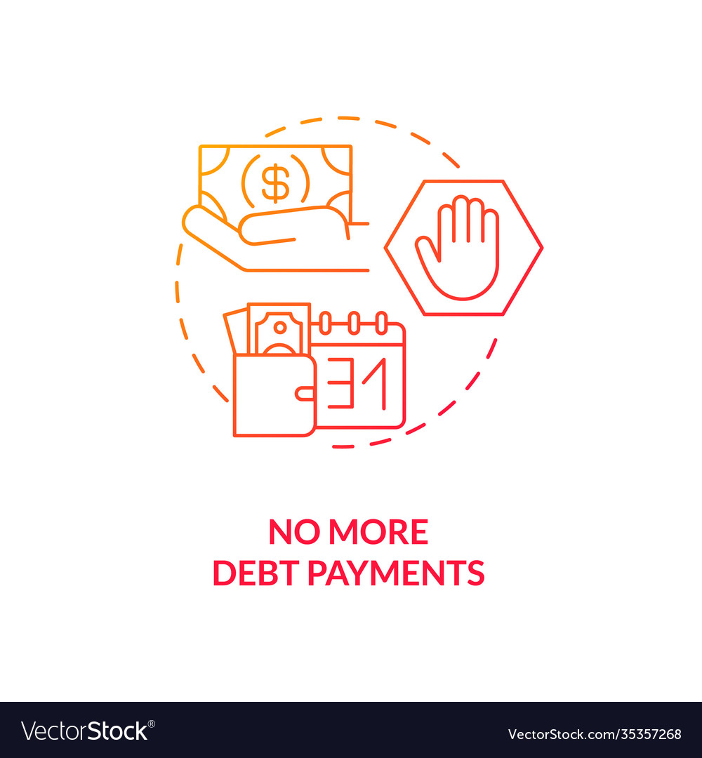 No more debt payment red gradient concept icon