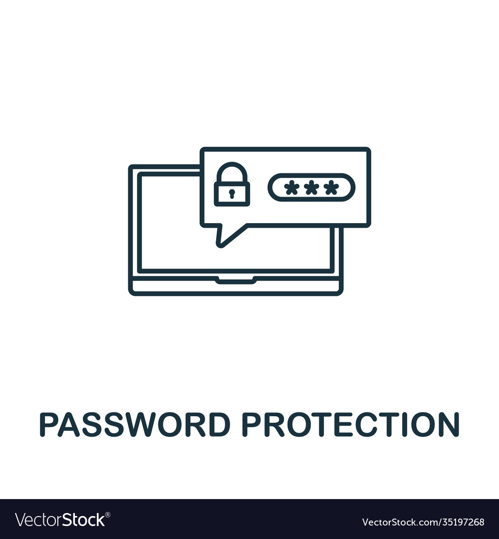 Password protection icon line style element from