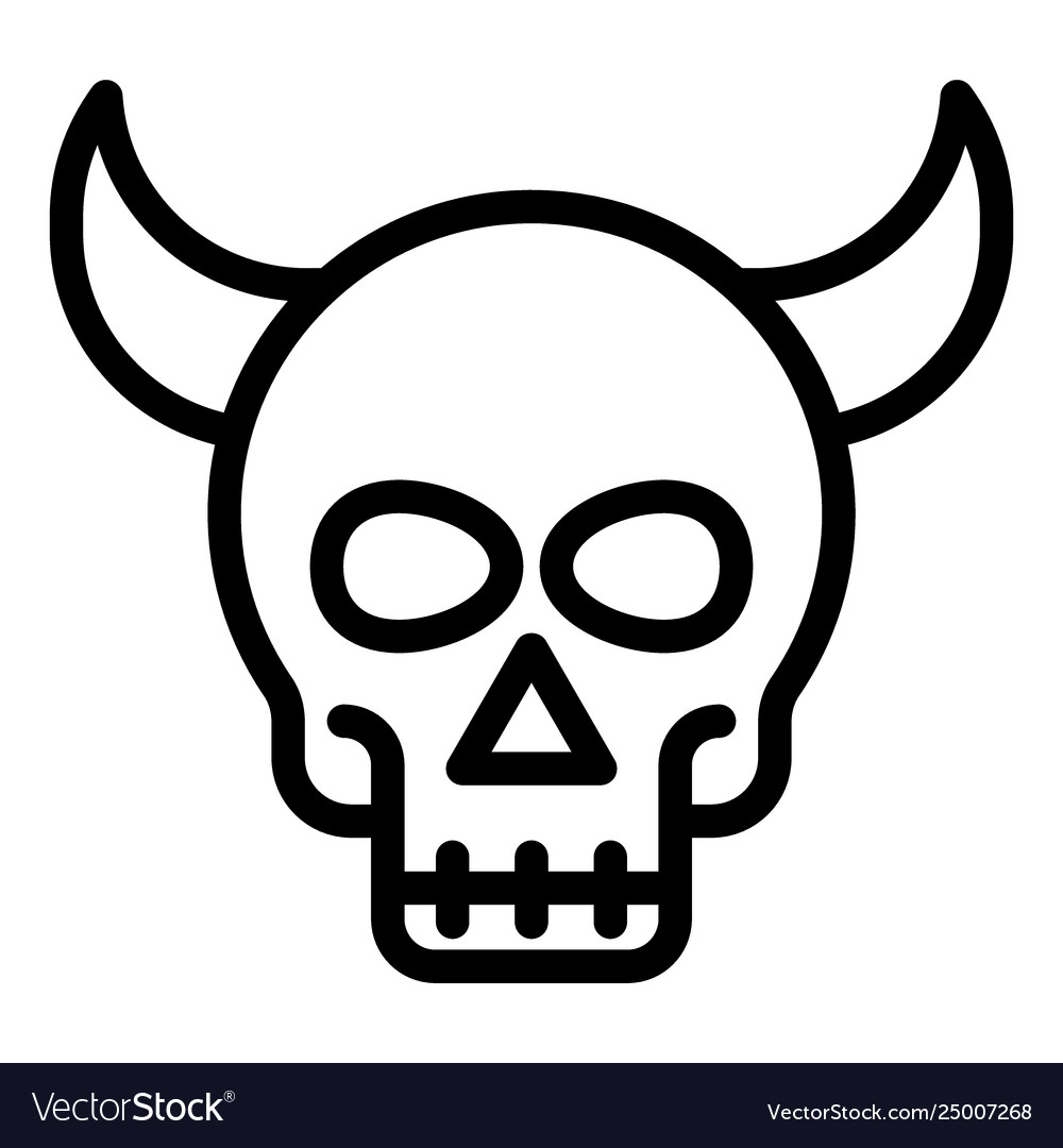 Skull devil line icon with horns web vector image Skull devil line icon with horns web