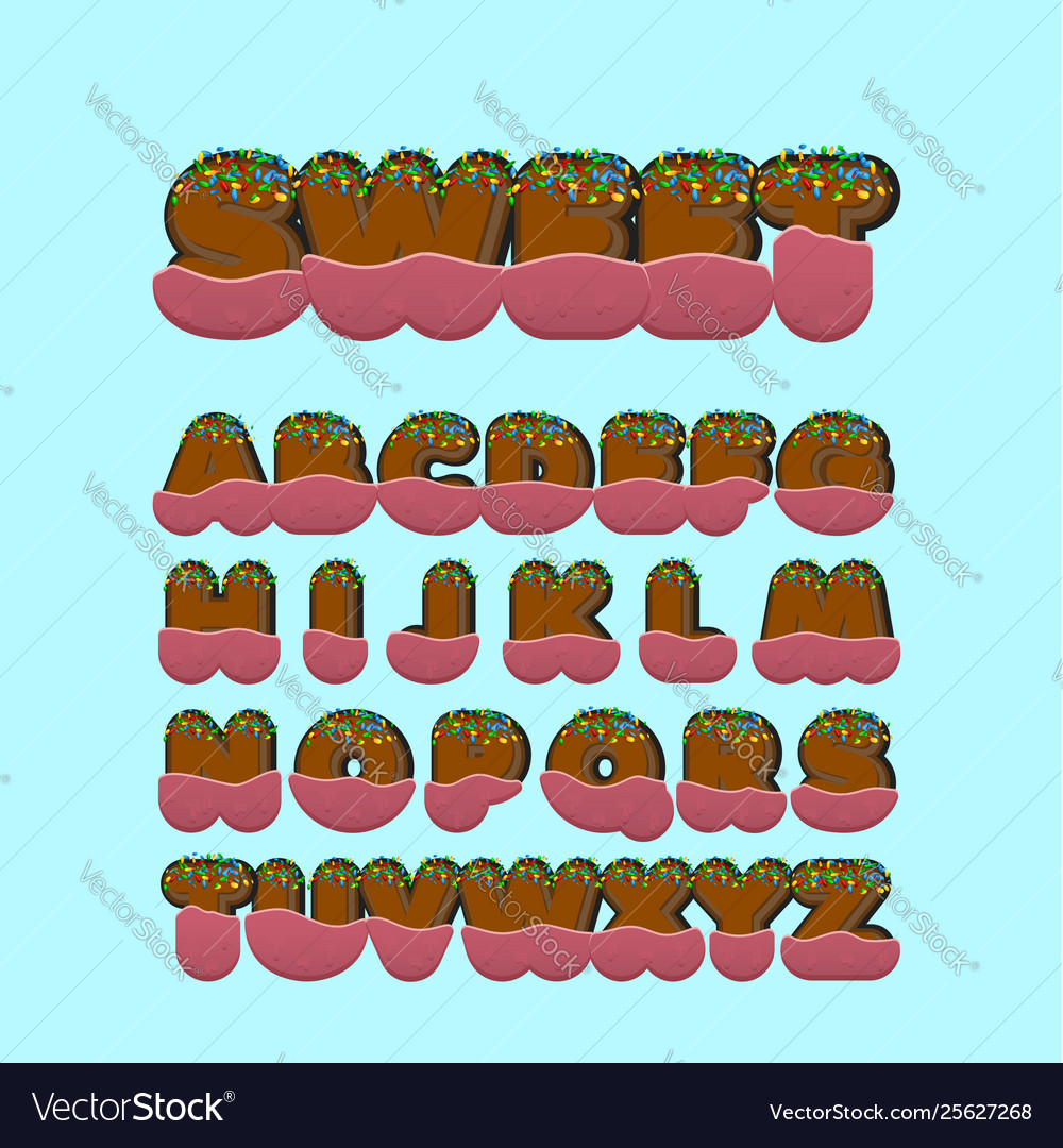Sweet font character set vector image Sweet font character set