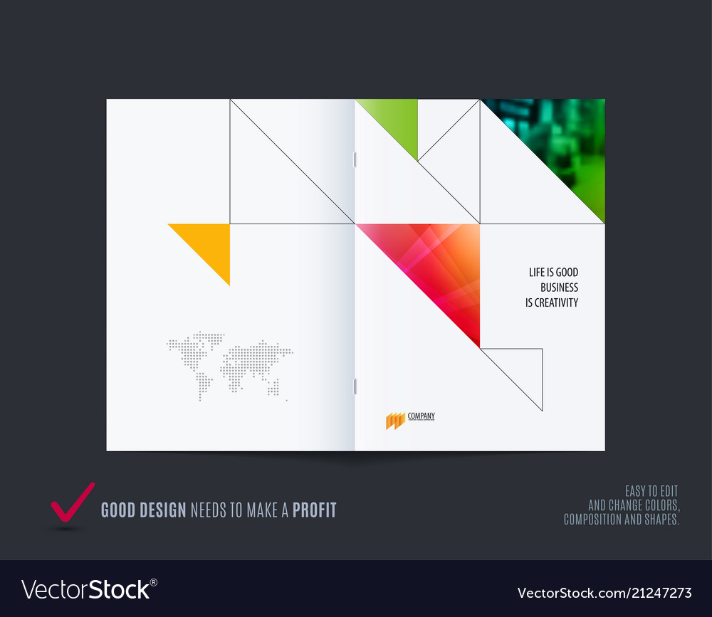 Abstract double-page brochure design triangular Vector Image Abstract double-page brochure design triangular