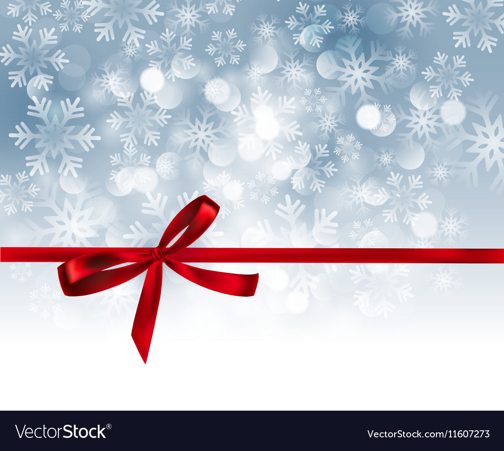 Abstract silver light background with red ribbon Vector Image