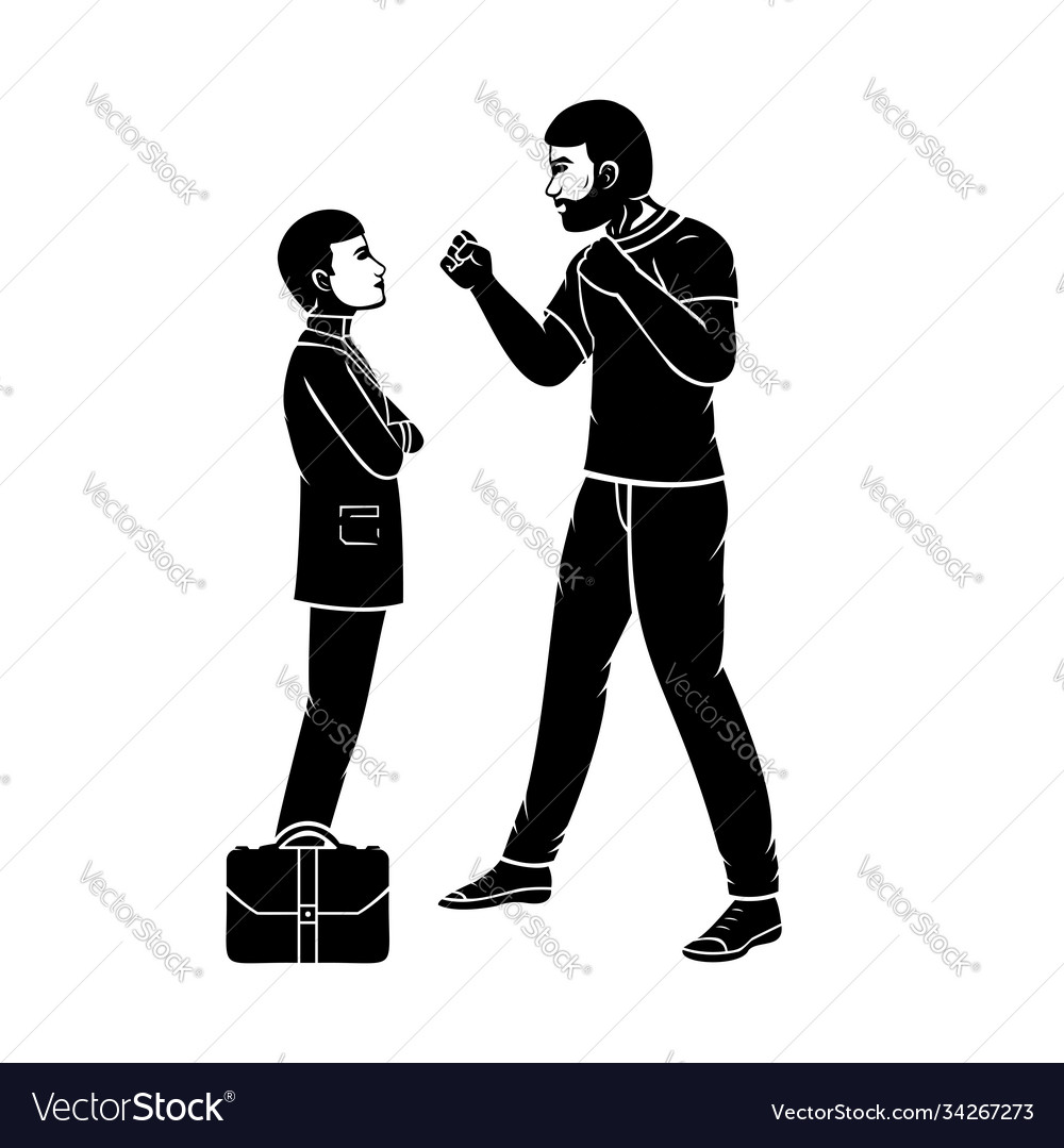 Big aggressive guy wants to hit a businessman vector image Big aggressive guy wants to hit a businessman